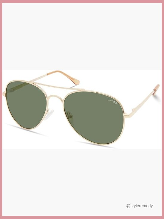 Metal Pilot Sunglasses with Green Polarized Lens main image 4